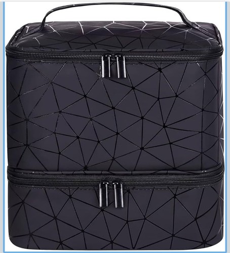Black large makeup bag - black,